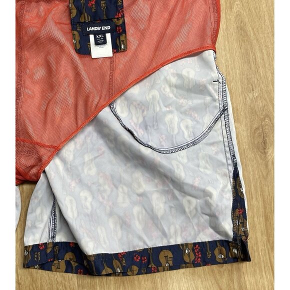 LANDS END SWIM TRUNKS UKELELE GUITAR PRINT SZ XXL 44-46 BEACH MUSIC SHORTS LINED - Picture 6 of 10